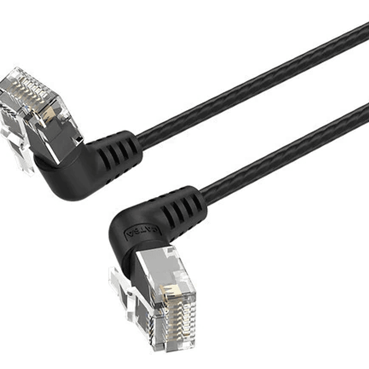 Vention Cable de Red Acodado Cat.6a UTP - Slim - Longitud 3m - Velocidad hasta 10Gbps - 32 AWG - Cubierta de PVC - Cabeza Rotatoria 360º - Color Negro 1