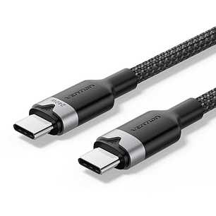 Vention Cable USB-C - Potencia hasta 240W - Longitud 1m - Recubrimiento de Nailon Trenzado - Velocidad hasta 480Mbps - Color Negro