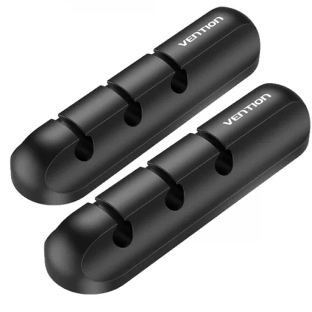Vention Pack de 2 Organizadores de Cable -  3 Puertos - Silicona - Color Negro 1