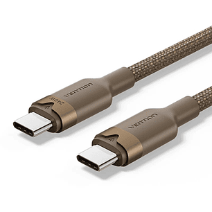 Vention Cable USB-C - Potencia hasta 240W - Longitud 2m - Recubrimiento de Nailon Trenzado - Velocidad hasta 480Mbps - Color Dorado