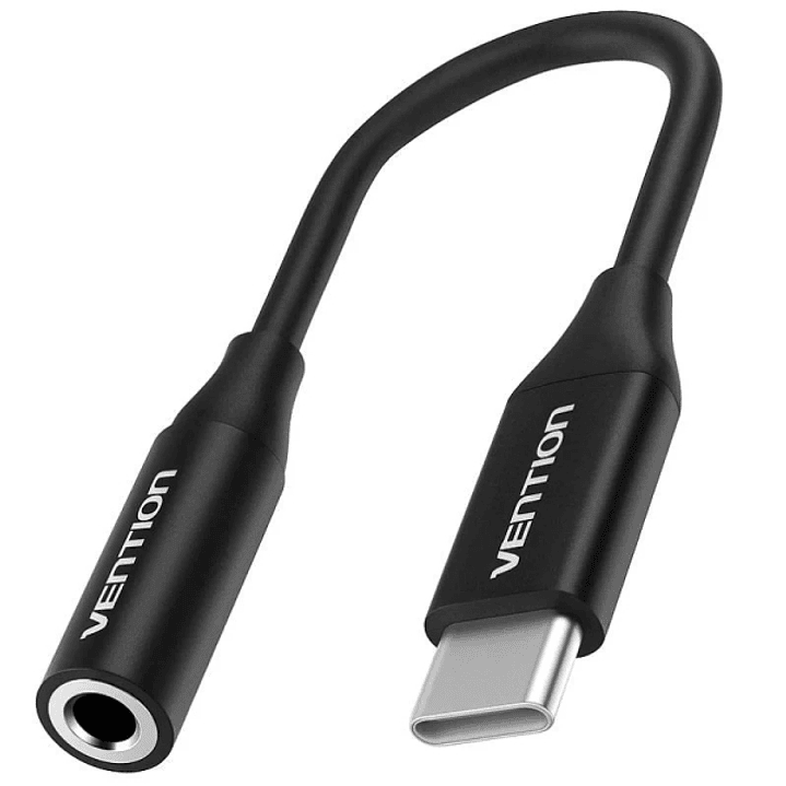 Vention Adapatador de Audio DAC - Jack 3.5mm Hembra - USB-C Macho - Cable 10cm - Aluminio - Color Negro 1