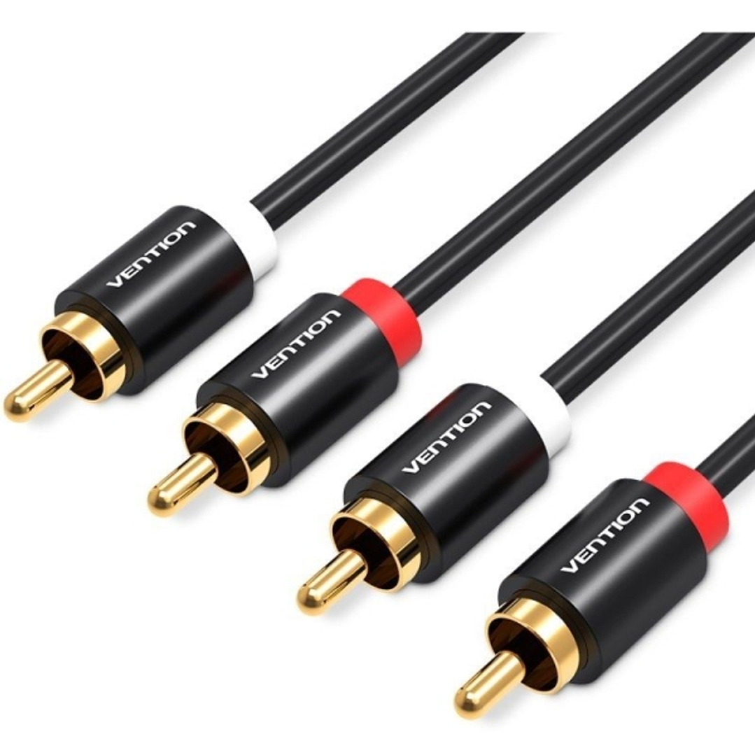 Vention Cable de Audio Estereo - Longitud 2m - 4xRCA Macho - Aluminio - PVC - 29 AWG - Color Negro 1