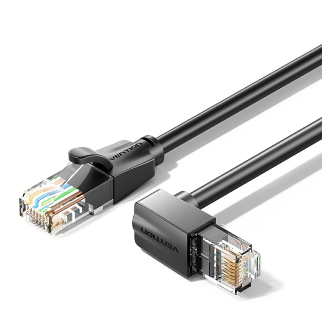 Vention Cable de Red Cat.6 UTP - Longitud 5m - Acodado - Velocidad hasta 1Gbps - 26AWG - Cubierta de PVC - Color Negro 1