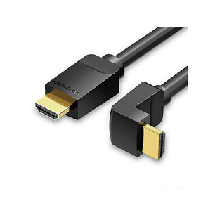 Vention Cable HDMI 2.0 Acodado - Resolucion 4K - ARC - Longitud 1m - Conectores Chapados en Oro - Revestimiento en PVC - HDR Compatible - Color Negro