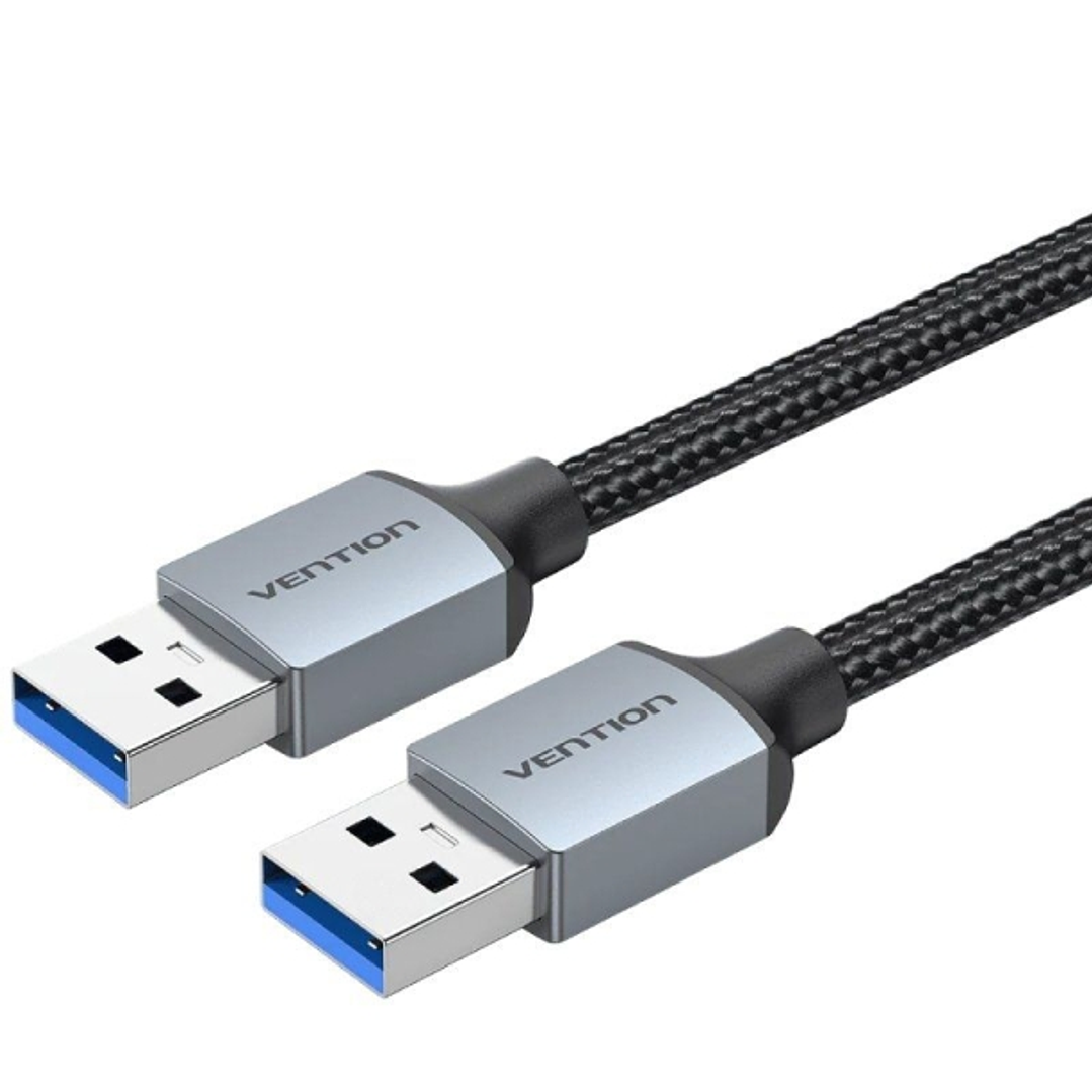 Vention Cable USB-A 3.0 - Longitud 1m - Longitud 1m - Velocidad hasta 5Gbps - Chaqueta Trenzada de Algodon - Color Gris 1