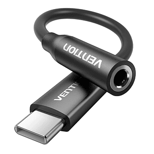 Vention Adapatador de Audio DAC - Jack 3.5mm Hembra - USB-C Macho - Cable 10cm - Aluminio - 29 AWG - Color Negro
