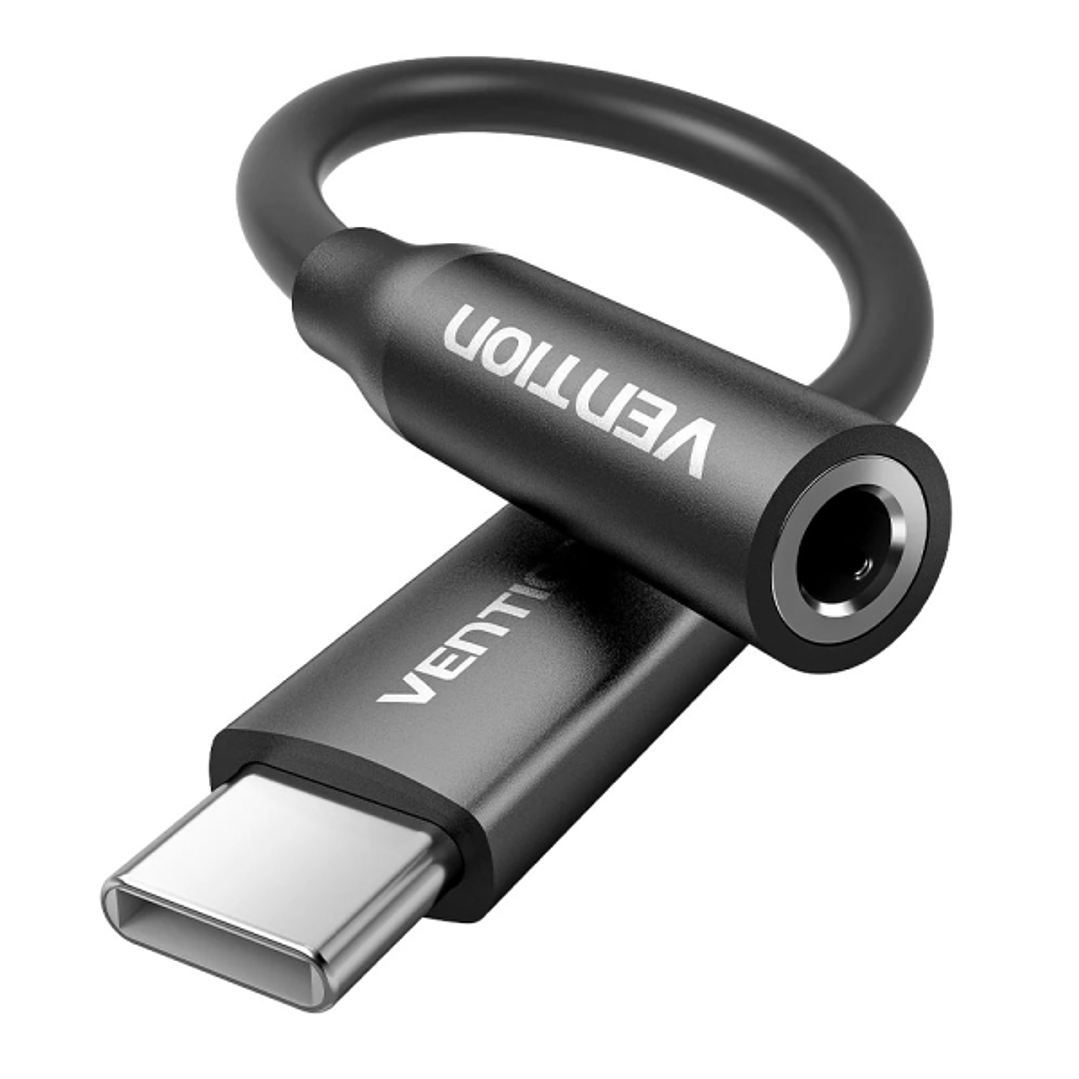 Vention Adapatador de Audio DAC - Jack 3.5mm Hembra - USB-C Macho - Cable 10cm - Aluminio - 29 AWG - Color Negro 1