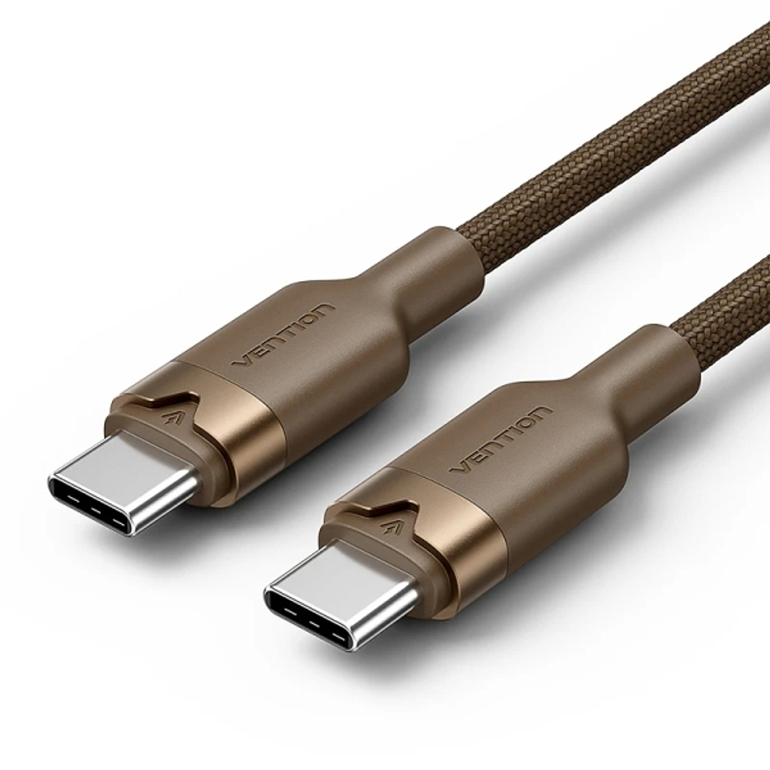 Vention Cable USB-C - Potencia hasta 60W - Longitud 2m - Carcasa de Aluminio - Velocidad hasta 480Mbps - Recubrimiento de Nailon Trenzado - Color Dora 1