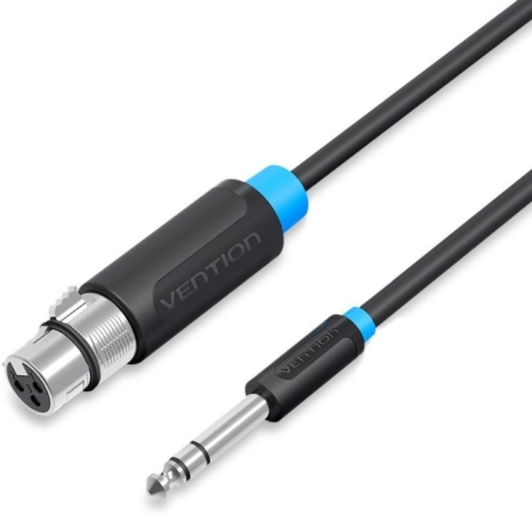 Vention Cable de Audio - Longitud 1m - TRS 6.5mm - XLR Hembra - Blindaje Multicapa - Color Negro 1