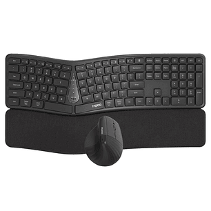Rapoo 8810ME Pack Teclado + Rato Inalambricos - Diseño Ergonomico - Bluetooth y 2.4GHz -  Raton 1600 DPI - Bateria Recargable Ecologica - Autonomia ha