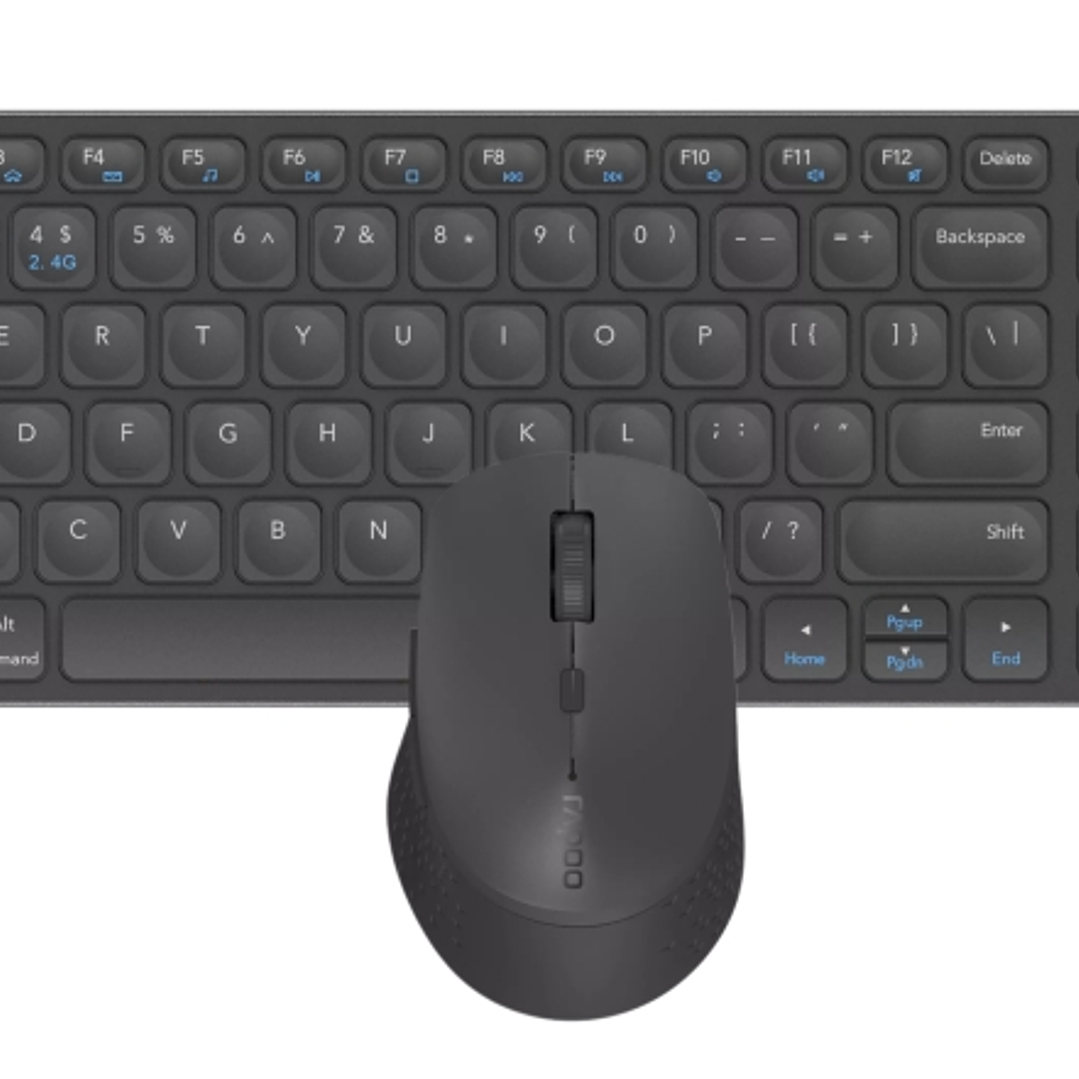 Rapoo 9700M Pack Teclado Ultrafino + Raton Inalambricos - Bluetooth y 2.4GHz -  Raton 1600 DPI - Bateria Recargable Ecologica - Autonomia hasta 12 Mes 1