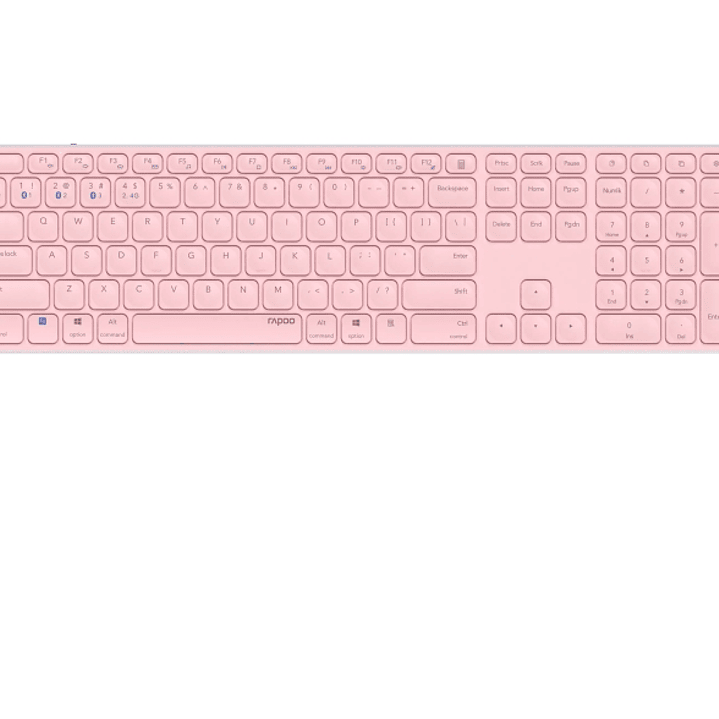 Rapoo E9800M Teclado Compacto Ultafino Inalambrico - Bluetooth y 2.4GHz - Base de Aluminio - Bateria Recargable Ecologica - Color Rosa 1