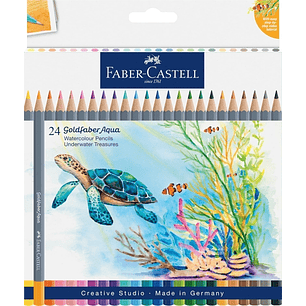 Faber-Castell Tropical Escapes Pack con 24 Lapices de Colores Acuarelables Goldfaber - Mina de 3,3mm - Aplicacion Suave - Madera Certificada FSC - Col