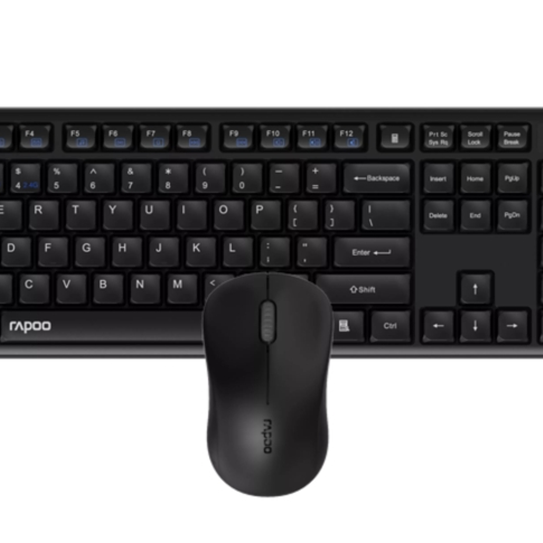 Rapoo 8150M Silent Pack Teclado + Raton Inalambricos - Bluetooth y 2.4GHz -  Raton 1300 DPI - Autonomia hasta 12 Meses - Color Negro 1