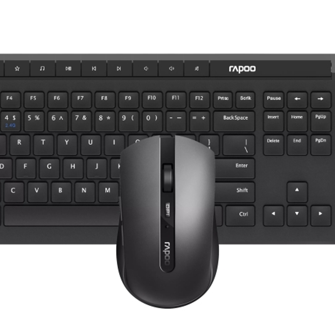 Rapoo 8210M Pack Teclado + Raton Inalambricos - Bluetooth y 2.4GHz -  Raton 1600 DPI - Autonomia hasta 12 Meses - Color Negro 1