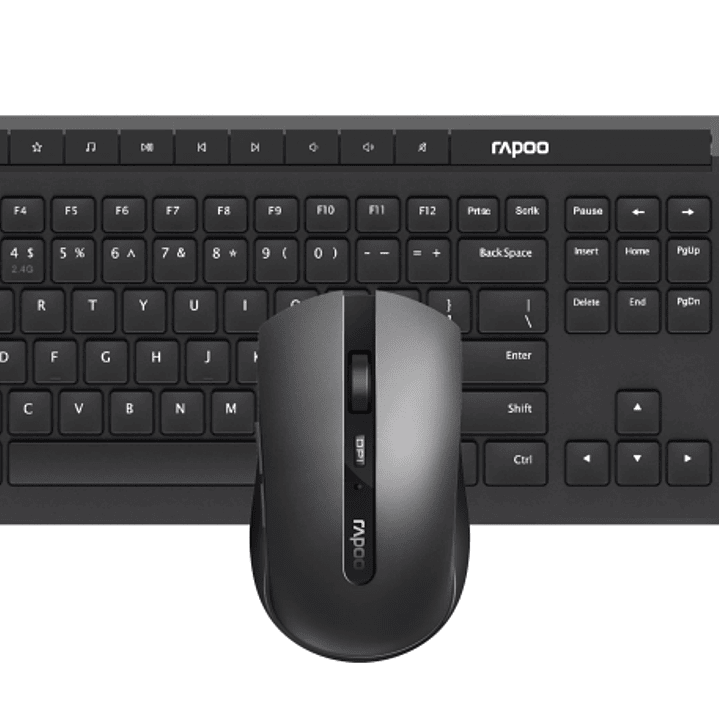 Rapoo 8210M Pack Teclado + Raton Inalambricos - Bluetooth y 2.4GHz -  Raton 1600 DPI - Autonomia hasta 12 Meses - Color Negro 1