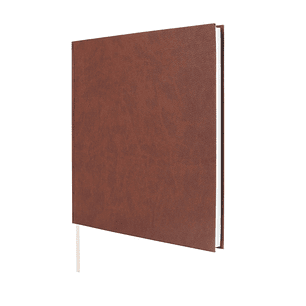 Finocam Event Libro de Visitas para Firmar - 80 Hojas - 250X250mm - Papel Marfil de 120g/m2 - Cubierta Sintetica de Imitacion Piel - Color Marron