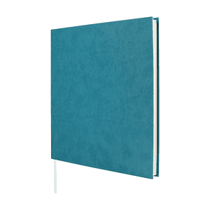 Finocam Event Libro de Visitas para Firmar - 80 Hojas - 250X250mm - Papel Marfil de 120g/m2 - Cubierta Sintetica de Imitacion Piel - Color Azul