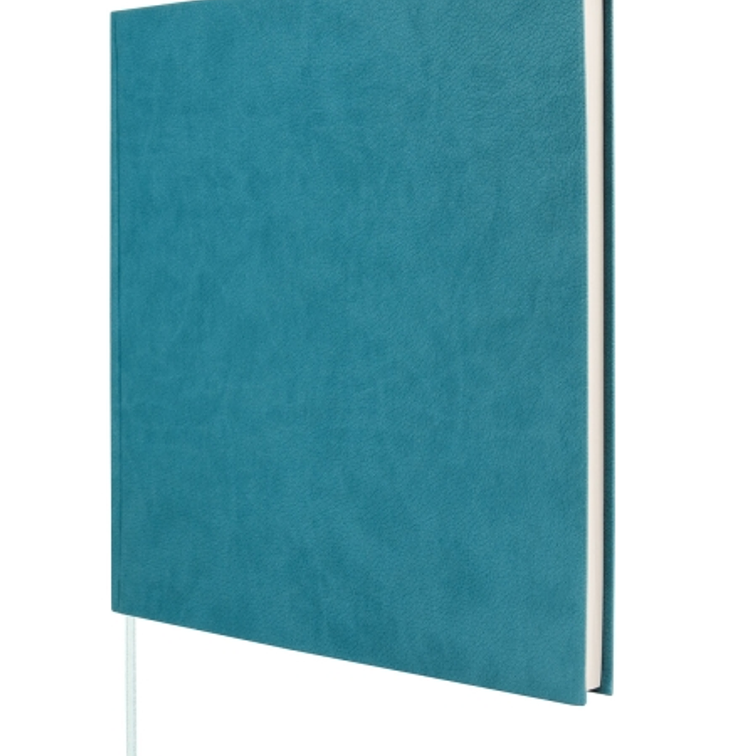 Finocam Event Libro de Visitas para Firmar - 80 Hojas - 250X250mm - Papel Marfil de 120g/m2 - Cubierta Sintetica de Imitacion Piel - Color Azul 1