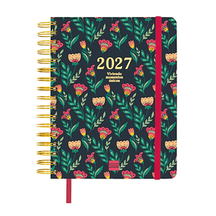 Finocam Vitae Agenda de Espiral - 16 Meses - Semana Vista Horizontal - Formato 4º - 155x217mm - Tapa Dura - Papel de 80g/m2 - Cierre con Goma Elastica