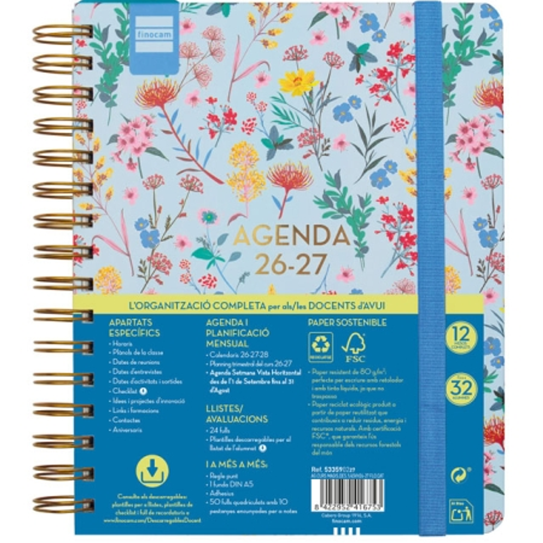 Finocam Magistral Design Agenda Escolar 26/27 en Catalan - Semana Vista Horizontal - Formato 4º - 155x212mm - Tapas de Carton Forrado - Papel de 80g/m 1