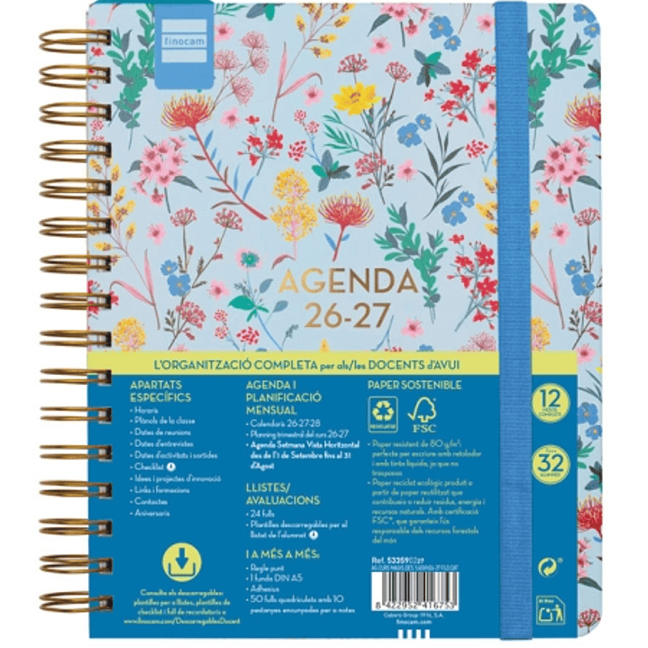 Finocam Magistral Design Agenda Escolar 26/27 en Catalan - Semana Vista Horizontal - Formato 4º - 155x212mm - Tapas de Carton Forrado - Papel de 80g/m 1