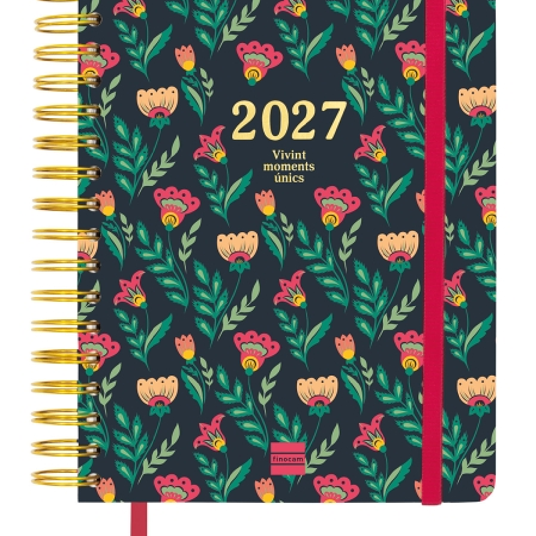 Finocam Vitae Agenda de Espiral en Catalan - 16 Meses - Semana Vista Horizontal - Formato 4º - 155x217mm - Tapa Dura - Papel de 80g/m2 - Goma Elastica 1