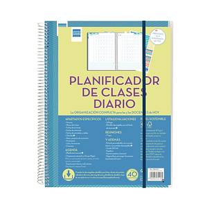 Finocam Organizacion Planificador de Clases sin Fechar para Docentes - 1 Dia por Pagina - 230x310mm - Tapas de Polipropileno - Papel de 80g/m2 - Espir
