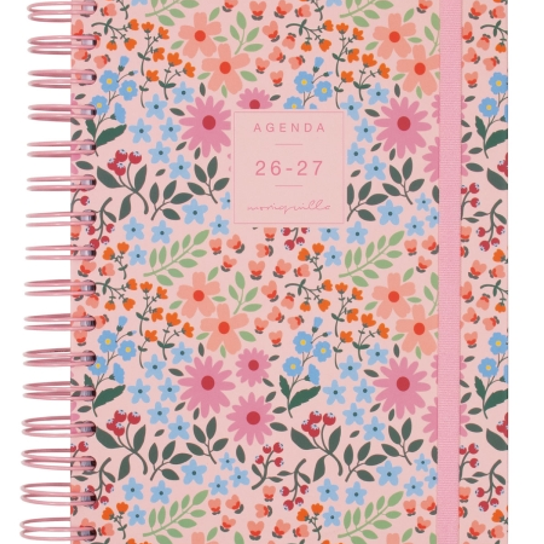 Finocam Moniquilla Agenda Escolar 26/27 - 1 Dia por Pagina - Formato E10 - 155x212mm - Tapa Dura - Papel de 80g/m2 - Espiral Metalica - Multicolor 1