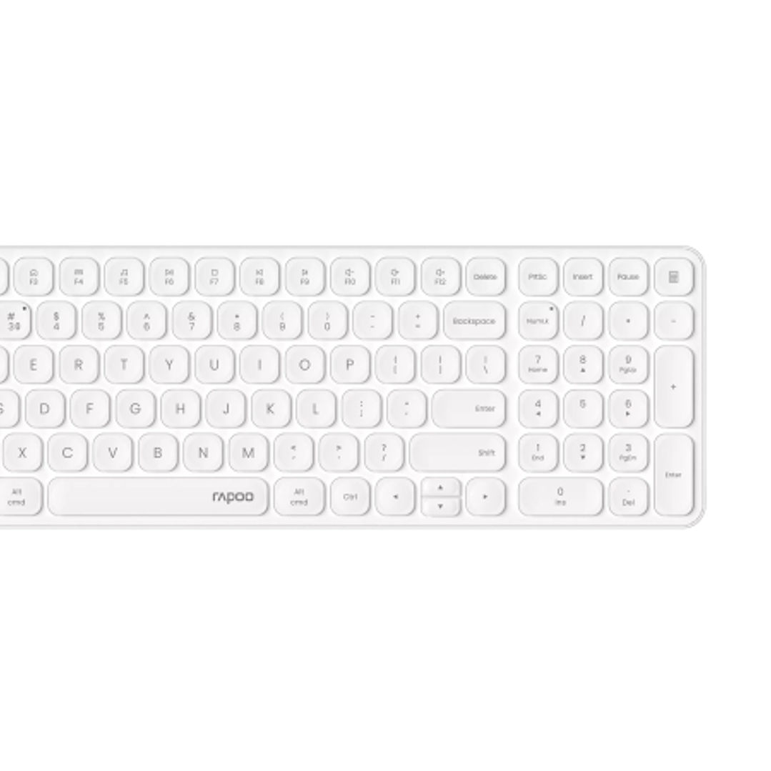 Rapoo 9310M Pack Teclado Ultrafino + Raton Inalambricos - Bluetooth y 2.4GHz -  Raton 2400 DPI - Autonomia hasta 12 Meses - Color Blanco 1