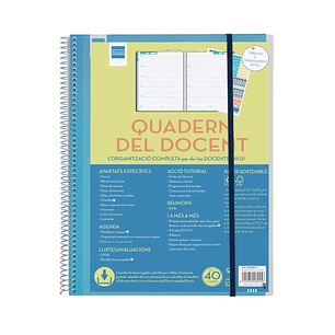 Finocam Organizacion Agenda sin Fechar en Catalan para Docentes - Semana Vista - 230x310mm - Tapas de Polipropileno - Papel de 80g/m2 - Cierre con Gom