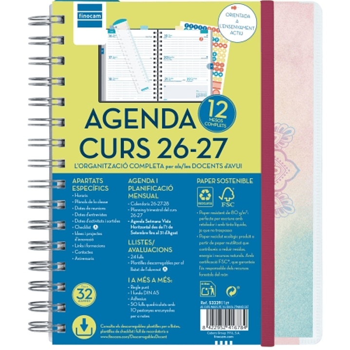 Finocam Magistral Agenda Escolar 26/27 en Catalan - Semana Vista Horizontal - Formato 4º - 155x212mm - Tapas de Polipropileno - Papel de 80g/m2 - Espi 1