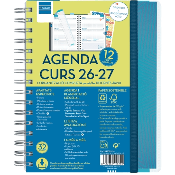Finocam Magistral Agenda Escolar 26/27 en Catalan - Semana Vista Horizontal - Formato 4º - 155x212mm - Tapas de Polipropileno - Papel de 80g/m2 - Espi 1
