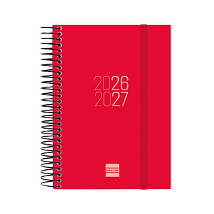 Finocam Espir Agenda Escolar 26/27 - 1 Dia por Pagina - Formato E8 - 120x171mm - Tapas de Polipropileno - Papel de 70g/m2 - Espiral Metalica - Esquina