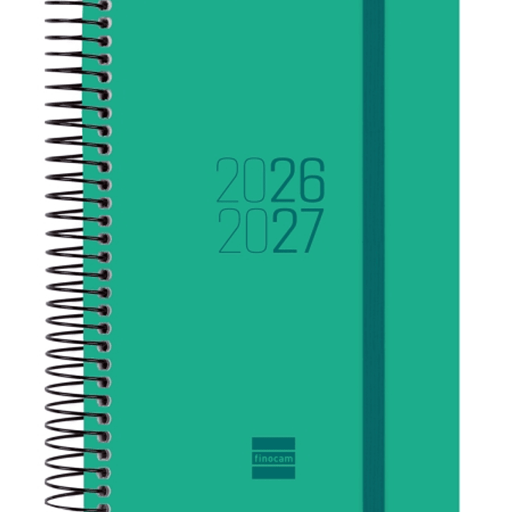 Finocam Espir Agenda Escolar 26/27 - 1 Dia por Pagina - Formato E8 - 120x171mm - Tapas de Polipropileno - Papel de 70g/m2 - Espiral Metalica - Esquina 1