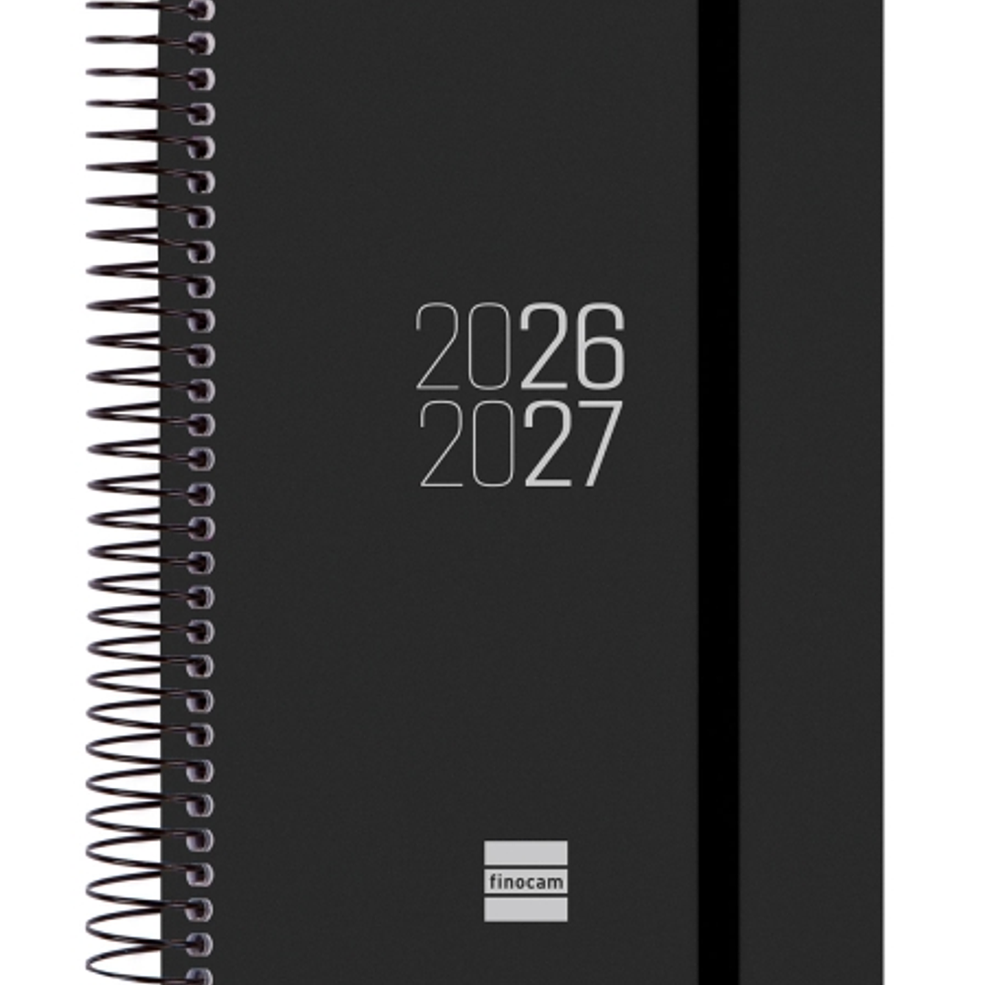 Finocam Espir Agenda Escolar 26/27 en Catalan - 1 Dia por Pagina - Formato E8 - 120x171mm - Tapas de Polipropileno - Papel de 70g/m2 - Espiral Metalic 1