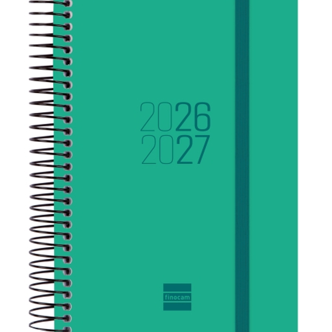 Finocam Espir Agenda Escolar 26/27 en Catalan - 1 Dia por Pagina - Formato E8 - 120x171mm - Tapas de Polipropileno - Papel de 70g/m2 - Espiral Metalic 1