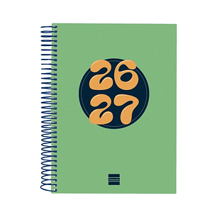 Finocam Cool Agenda Escolar 26/27 - 1 Dia por Pagina - Formato 4º - 155x212mm - Tapas de Carton Forrado - Papel de 80g/m2 - Espiral Metalica - Esquina