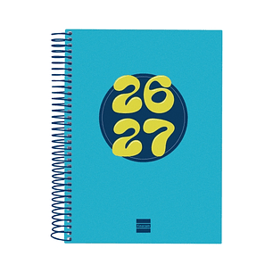 Finocam Cool Agenda Escolar 26/27 - 1 Dia por Pagina - Formato 4º - 155x212mm - Tapas de Carton Forrado - Papel de 80g/m2 - Espiral Metalica - Esquina