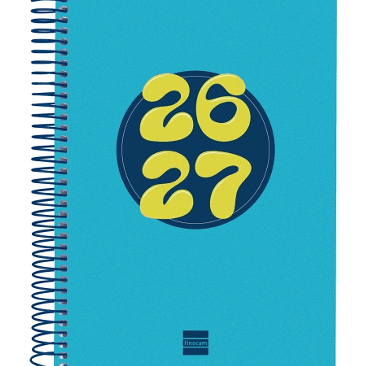 Finocam Cool Agenda Escolar 26/27 - 1 Dia por Pagina - Formato 4º - 155x212mm - Tapas de Carton Forrado - Papel de 80g/m2 - Espiral Metalica - Esquina 1