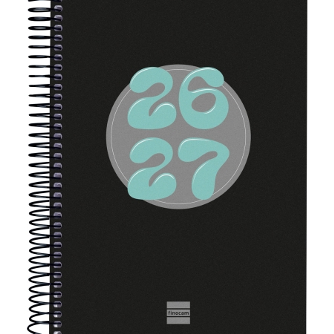 Finocam Cool Agenda Escolar 26/27 en Catalan - 1 Dia por Pagina - Formato 4º - 155x212mm - Tapas de Carton Forrado - Papel de 80g/m2 - Espiral Metalic 1