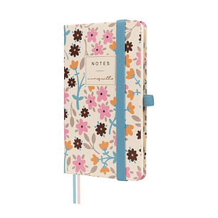 Finocam Moniquilla Cuaderno de Tapa Dura - 72 Hojas - 90x150mm - Papel Crema de 80g/m2 - Liso - Bolsillo Interior - Cierre con Goma - Hojas Microperfo