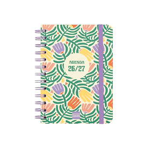 Finocam Cosmo Cart Agenda Escolar 26/27 - Semana Vista Horizontal - Formato 8º - 120x169mm - Tapas de Carton Forrado - Papel de 80g/m2 - Espiral Metal
