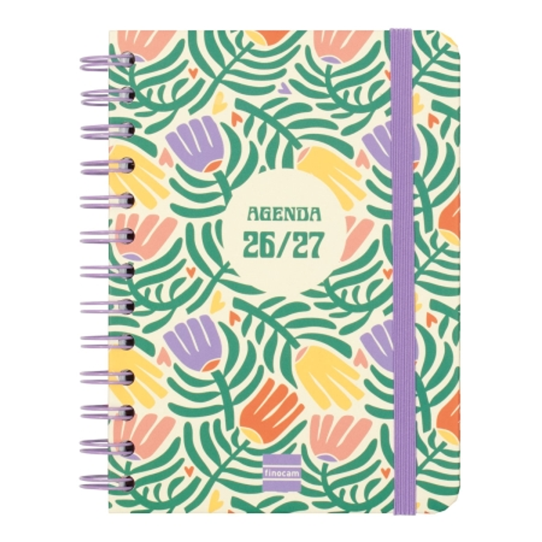 Finocam Cosmo Cart Agenda Escolar 26/27 en Catalan - Semana Vista Horizontal - Formato 8º - 120x169mm - Tapas de Carton Forrado - Papel de 80g/m2 - Es 1