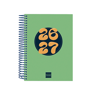 Finocam Cool Agenda Escolar 26/27 en Catalan - 1 Dia por Pagina - Formato 8º - 120x164mm - Tapas de Carton Forrado - Papel de 80g/m2 - Espiral Metalic