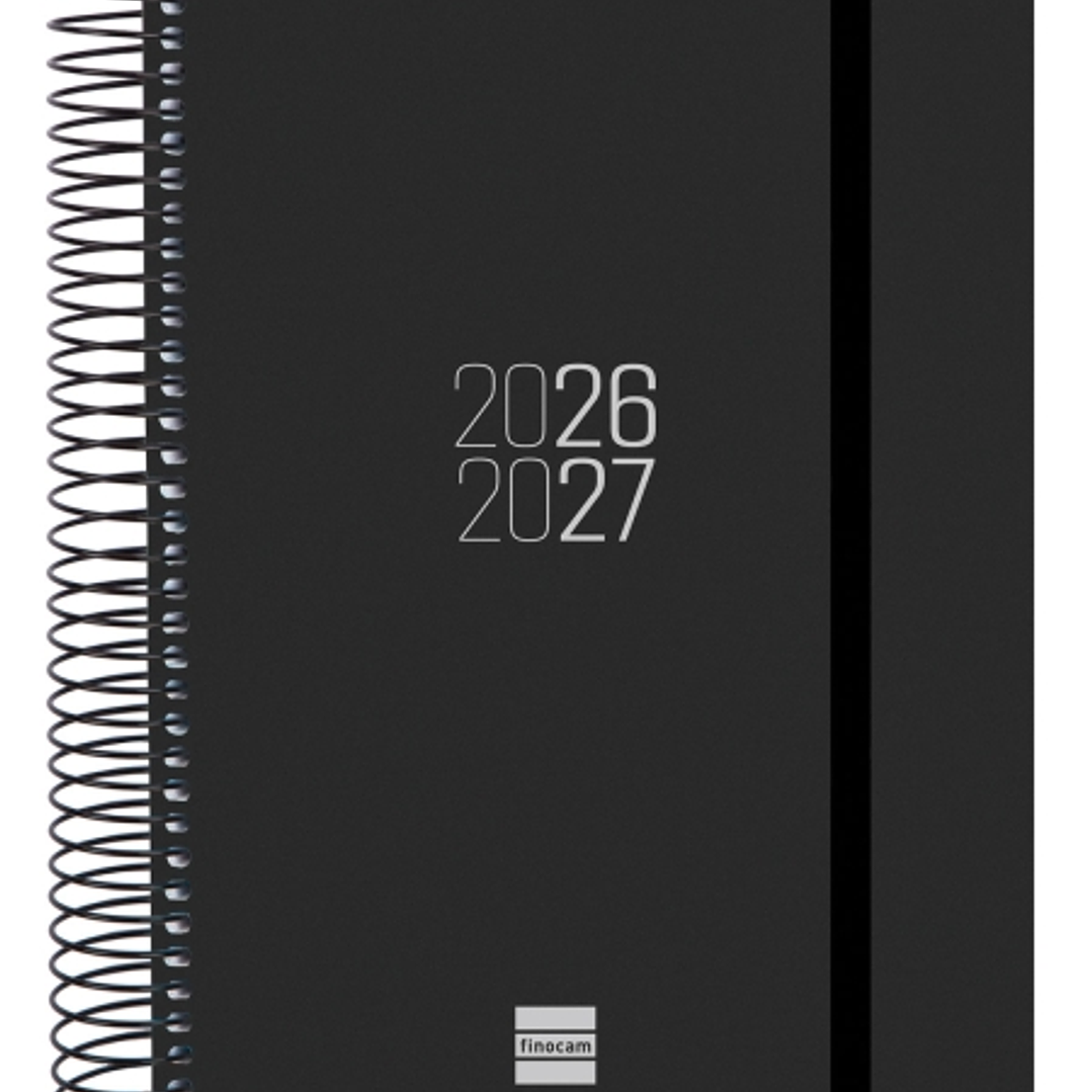 Finocam Espir Agenda Escolar 26/27 en Catalan - 1 Dia por Pagina - Formato E10 - 155x212mm - Tapas de Polipropileno - Papel de 70g/m2 - Espiral Metali 1