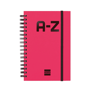 Finocam A-Z Indice Alfabetico - Formato 8º - 100x150mm - Tapas de Carton Forrado - Papel de 80g/m2 - Cierre con Goma Elastica - Espiral Doble Metalica