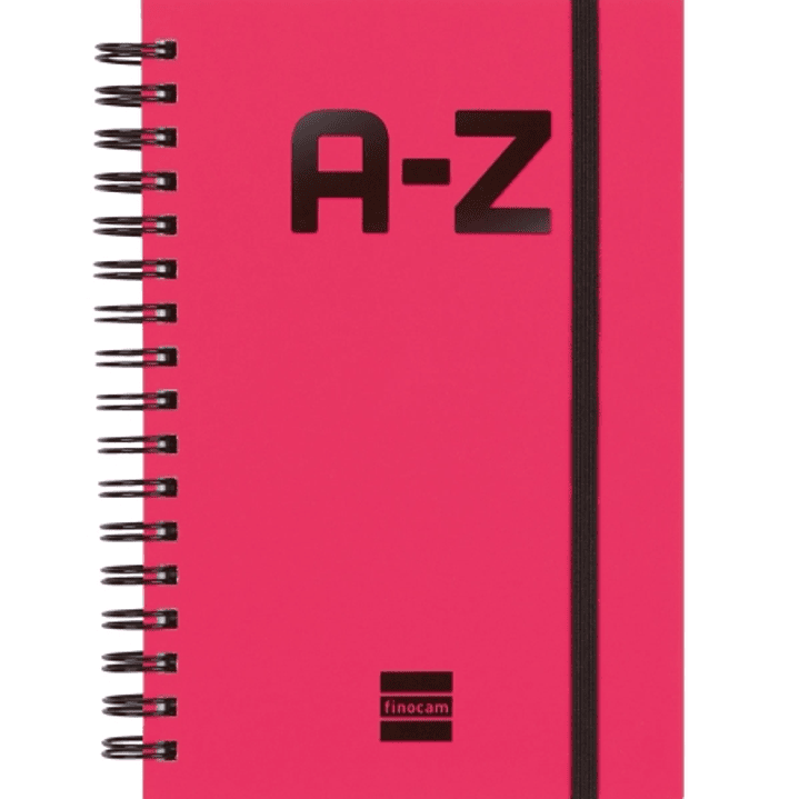 Finocam A-Z Indice Alfabetico - Formato 8º - 100x150mm - Tapas de Carton Forrado - Papel de 80g/m2 - Cierre con Goma Elastica - Espiral Doble Metalica 1