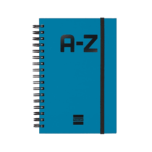 Finocam A-Z Indice Alfabetico - Formato 8º - 100x150mm - Tapas de Carton Forrado - Papel de 80g/m2 - Cierre con Goma Elastica - Espiral Doble Metalica