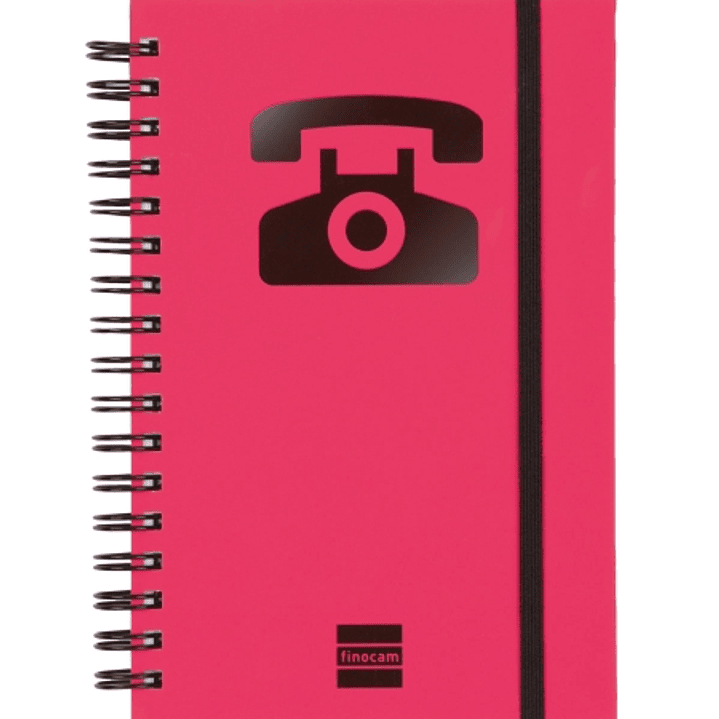 Finocam Phone Indice Telefonico - Formato 8º - 100x150mm - Tapas de Carton Forrado - Papel de 120g/m2 - Cierre con Goma Elastica - Espiral Doble Metal 1